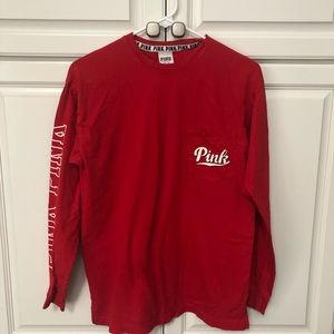PINK VS Red long sleeve shirt with front pocket